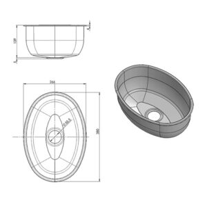 Dettaglio del lavello inox ovale LA1420, con focus sulla forma ergonomica e la qualità del materiale, pronto per l'installazione in un veicolo ricreazionale.