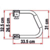 Dettaglio della Maniglia di sicurezza Security 31 di FIAMMA S.P.A. ripiegata a filo parete, colore bianco.