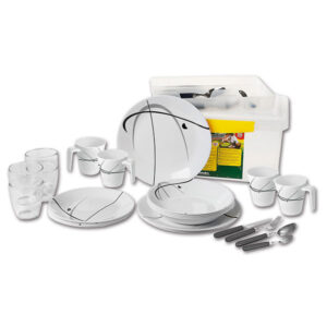 MLM022_1 Set melamina all inclusive Serenade di BRUNNER S.R.L. per camper, stoviglie leggere e resistenti.