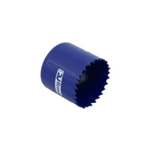 Dettaglio della sega a tazza bimetallica Ø 48 mm, evidenziando la robustezza dei denti per tagli efficienti.