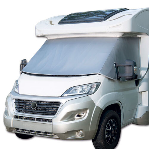 Oscurante esterno superiore per VW T6 montato su un furgone camperizzato, proteggendo dal sole