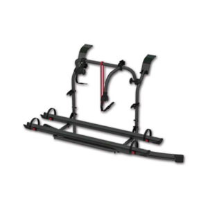Portabici Carry-Bike Ford Custom Deep Black di FIAMMA installato su furgone, ideale per il trasporto bici.