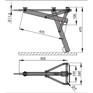 PDN1808_2 Dettaglio del piedino di stazionamento per veicoli ricreazionali, ideale per supportare un carico di 800 kg.