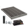 PNL160K3_1 Pannello solare monocristallino 160W installato sul tetto di un camper, con regolatore MPPT visibile.