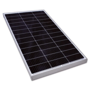 Pannello solare monocristallino ExtraSUN 170 W installato su tetto camper per ricarica batterie.
