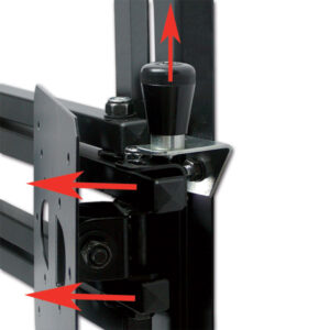 PORTV18_4-1 Immagine del Porta TV LCD verticale 4 snodi ripiegato contro la parete, mostrando il minimo ingombro quando non in uso.