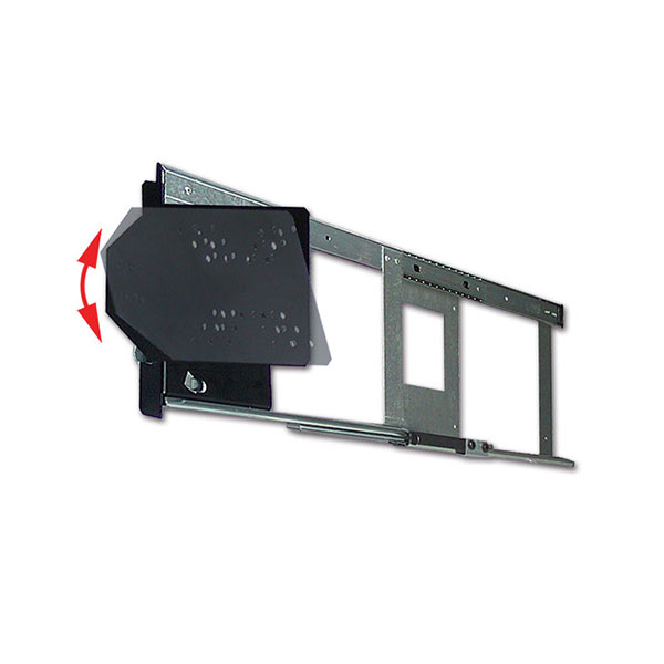 PORTV20_2-1 Immagine ravvicinata del meccanismo di blocco del porta TV LCD, evidenziando la sicurezza per il trasporto.