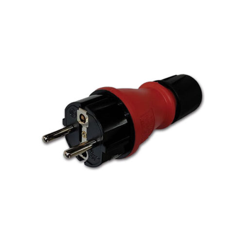 PRB1004_1 Spine Schuko IP54 rosso/nero, connettore elettrico robusto per esterni, ideale per camper e caravan, garantisce connessioni sicure.