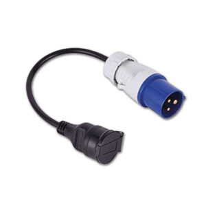 PRB2509_1-1 Adattatore con cavo spina CEE M / Schuko di 30 cm per connessioni elettriche sicure in camper e caravan.