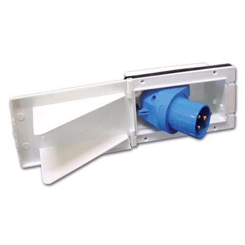 PRE222V_1 Spina CEE basculante ad incasso parete per un collegamento elettrico robusto e sicuro nel tuo camper.