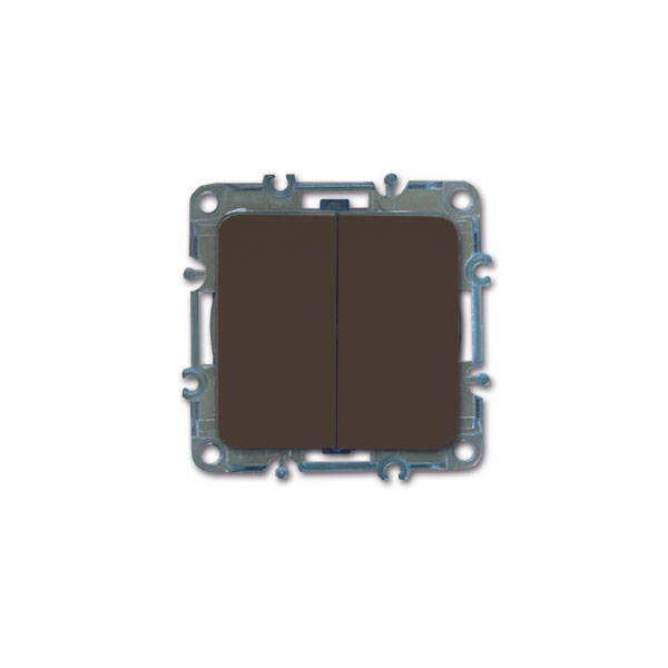 PRS606_1-1 Interruttore unipolare doppio GalaXL marrone per il controllo luci e accessori nel camper