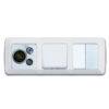 PRS609_2 Dettaglio del pulsante unipolare GalaXL marrone con connessioni elettriche posteriori, mostrando robustezza e qualità costruttiva. Componente per caravan e furgoni attrezzati.
