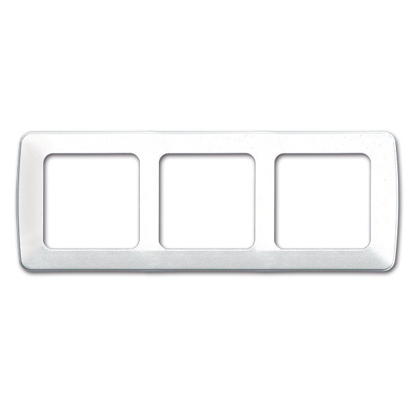 Cornice tripla GalaXL bianca per l'integrazione di moduli elettrici in camper e caravan, vista frontale.
