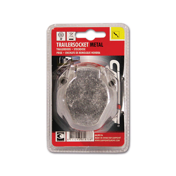 PRS7110C_1-1 Presa 7 poli per rimorchi in blister, pronta per l'installazione su caravan e veicoli ricreazionali, garantisce connessioni elettriche stabili.