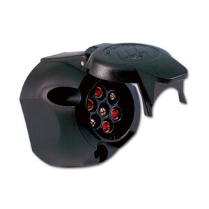 PRS7120_1 Presa 7 poli per rimorchi in ABS montata su veicolo, garantendo connessione elettrica affidabile.