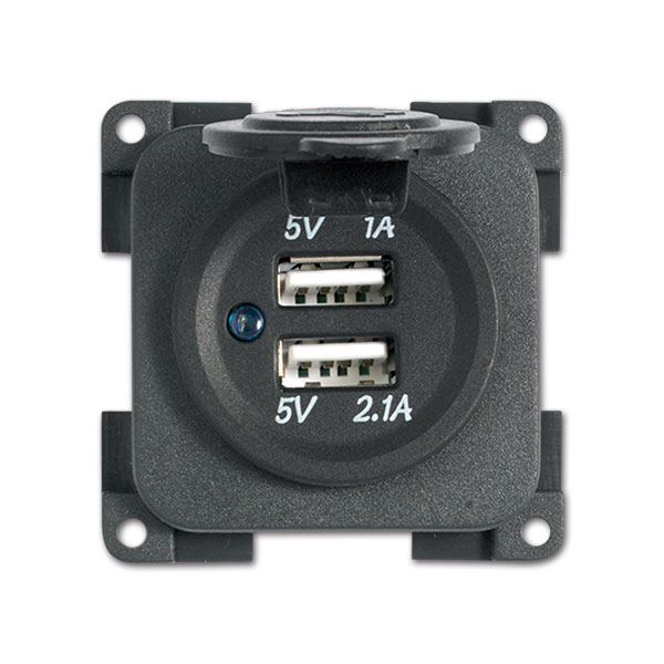 Presa doppia USB • 1 A / 2,1 A • grigio