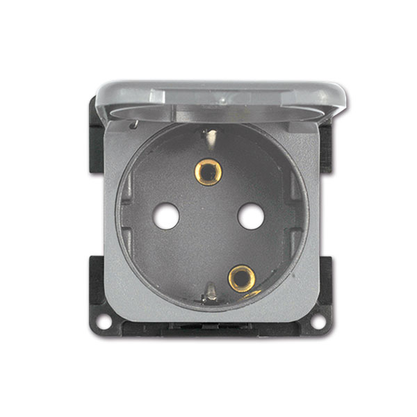 Presa schuko con coperchio • grigio chiaro