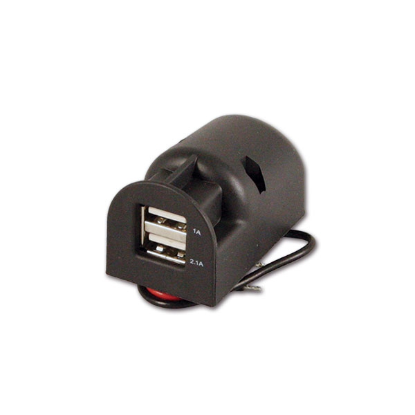 PRS906_1-1 Presa USB a sbalzo 5 V installata su pannello interno di un camper, pronta per la ricarica dei dispositivi.