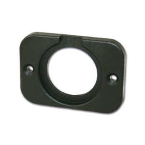 PRS908_1 Cornice per presa PRS907 a pannello, dettaglio in plastica nera per installazioni DIN e USB in camper.