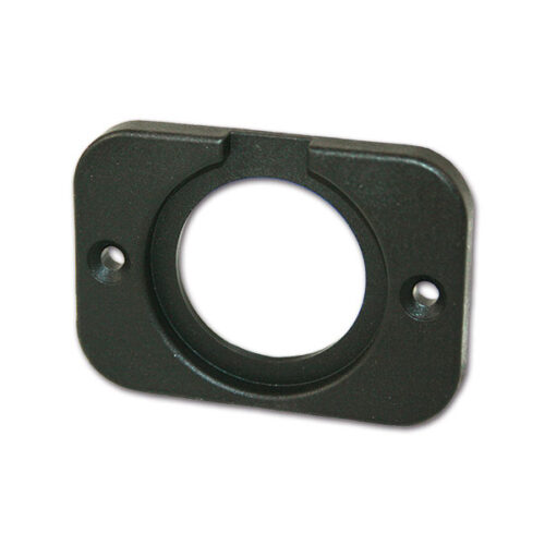 Cornice per presa PRS907 a pannello, dettaglio in plastica nera per installazioni DIN e USB in camper.