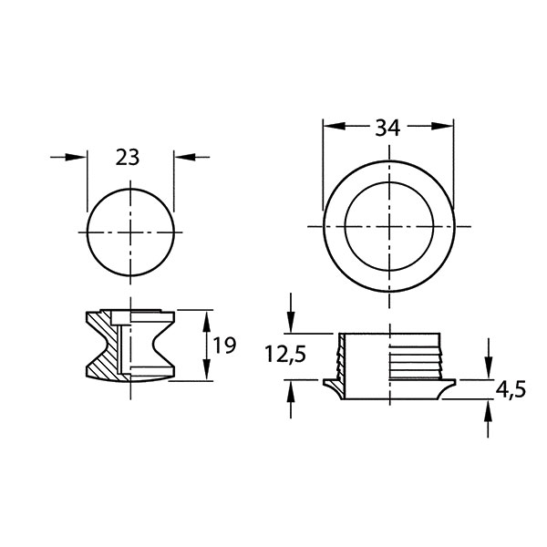 Il Kit Push-Lock applicato su un'anta di un armadietto di caravan, illustrando l'integrazione estetica e la chiusura sicura.