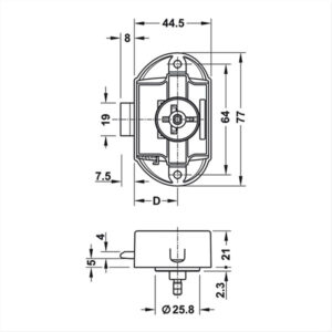 PSH11M_5-1 Vista laterale del Push-Lock unilaterale marrone, illustrando il profilo compatto e la robustezza del design pensato per caravan e camper.