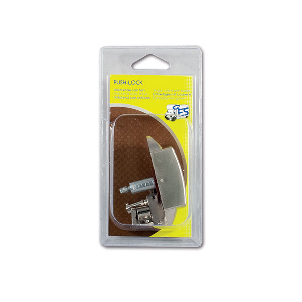 PSH11NC_1-1 Dettaglio del Push-Lock unilaterale satinato con ganci, che mostra il meccanismo di chiusura e la finitura metallica.