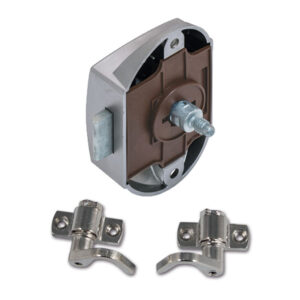 Vista ravvicinata del meccanismo di chiusura del Push-Lock unilaterale, finitura satinata