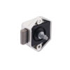 Dettaglio ravvicinato del Mini Push-lock in colore bianco, evidenziando il pulsante e la finitura liscia.