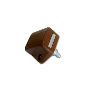 Dettaglio del meccanismo interno del Mini Push-lock marrone, evidenziando la robustezza costruttiva.