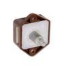Immagine del Mini Push-lock marrone aperto e chiuso, dimostrando il funzionamento push-to-open.