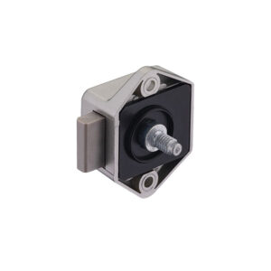 PSH50N_2-1 Dettaglio del meccanismo di chiusura del Mini Push-lock, mostrando la finitura nichelata satinata.