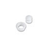 PSH51BC_2-1 Immagine frontale del mini pulsante e rosetta in colore bianco, mostrando la sua compattezza e il design discreto per l'arredamento del veicolo.