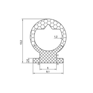 Rotolo completo della guarnizione porta con bulbo a base piatta, pronto per l'installazione su veicoli ricreazionali.