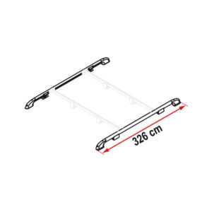 Camper con Roof Rail FIAMMA S.P.A. in viaggio, visuale laterale che evidenzia l'ingombro.