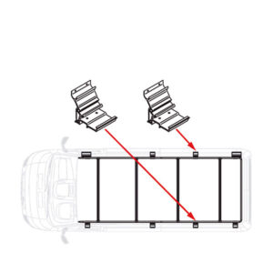 Kit Roof Rail D • Super Long FIAMMA S.P.A. installato su camper per trasporto attrezzature.