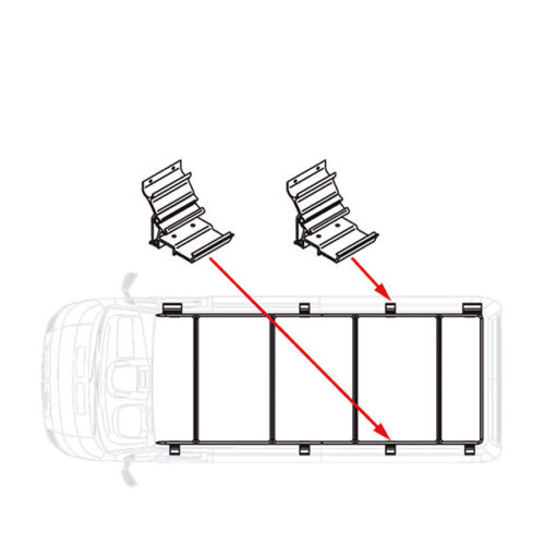 Kit Roof Rail D • Super Long FIAMMA S.P.A. installato su camper per trasporto attrezzature.