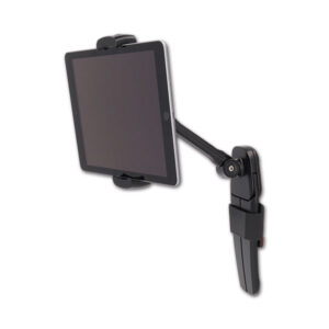 PTT101_2-1 Dettaglio del meccanismo di aggancio del supporto per telefono e tablet, mostrando la compatibilità con diversi dispositivi.