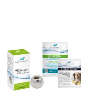 Progetto senza titolo (1) Dettaglio del kit Acquatravel 1 ACQUATRAVEL con i suoi componenti per la gestione dell'acqua in camper.