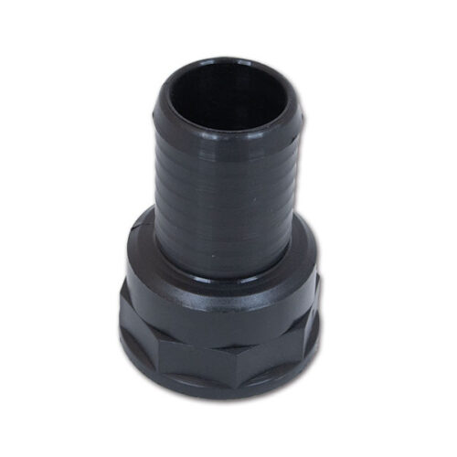 RAC43550_1-1 Dettaglio del raccordo dritto femmina F 1"1/4 D Ø 35 mm, mostra la filettatura e l'innesto per il tubo.