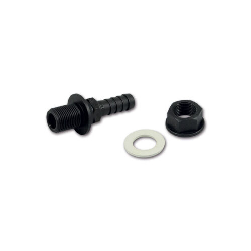 Dettaglio del Kit raccordo dritto F 3/8" • D Ø 13 mm con filettatura femmina e innesto per tubo, per installazioni su camper.