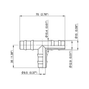 RAC50209C_3-1 Dettaglio del Manicotto a T Ø 16 mm installato su una tubazione, illustrando la sua funzione di derivazione in un impianto.