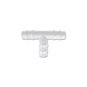 Raccordo a T per tubi da 10 mm, ideale per impianti idrici di camper e caravan, confezionato in blister.