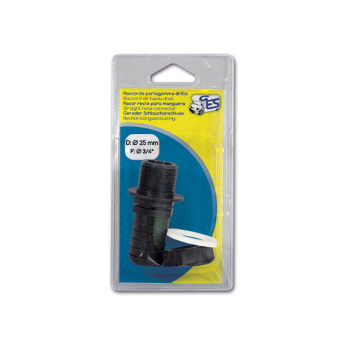Immagine dettagliata del Kit raccordo dritto F 3/4" • D Ø 25 mm • blister, mostrando la filettatura e l'innesto per tubo.
