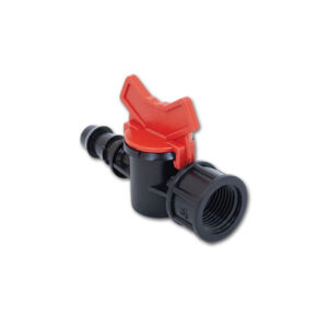 RAC50320R_2-1 Dettaglio del rubinetto Ø 16 mm che mostra la costruzione in plastica resistente e il meccanismo di apertura/chiusura.