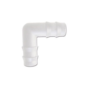 RACC10C_2-1 Manicotto curvo 90° Ø 10 mm in blister, pronto per l'installazione in un sistema di tubazioni per acqua potabile su veicoli ricreazionali.