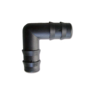 Dettaglio del manicotto curvo 90 gradi con diametro di 16 mm, pronto per l'installazione in un sistema di condotti.
