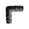 Manicotto curvo 90° Ø 16 mm per impianti idrici di camper e caravan, connettore in plastica resistente.