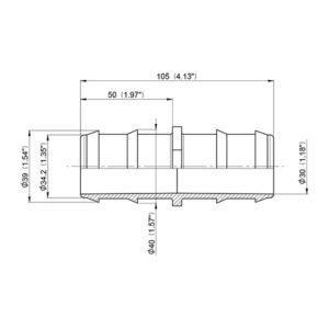 Immagine frontale del Manicotto dritto Ø 40 mm, pronto per l'installazione in sistemi idraulici