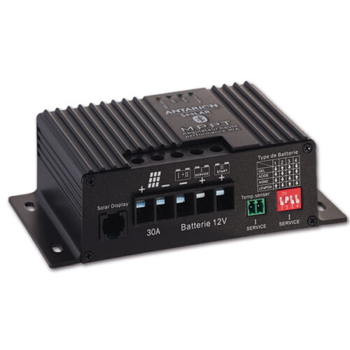 Regolatore di carica solare Antarion MPPT Bluetooth 480-640 W con display e connettività smart.